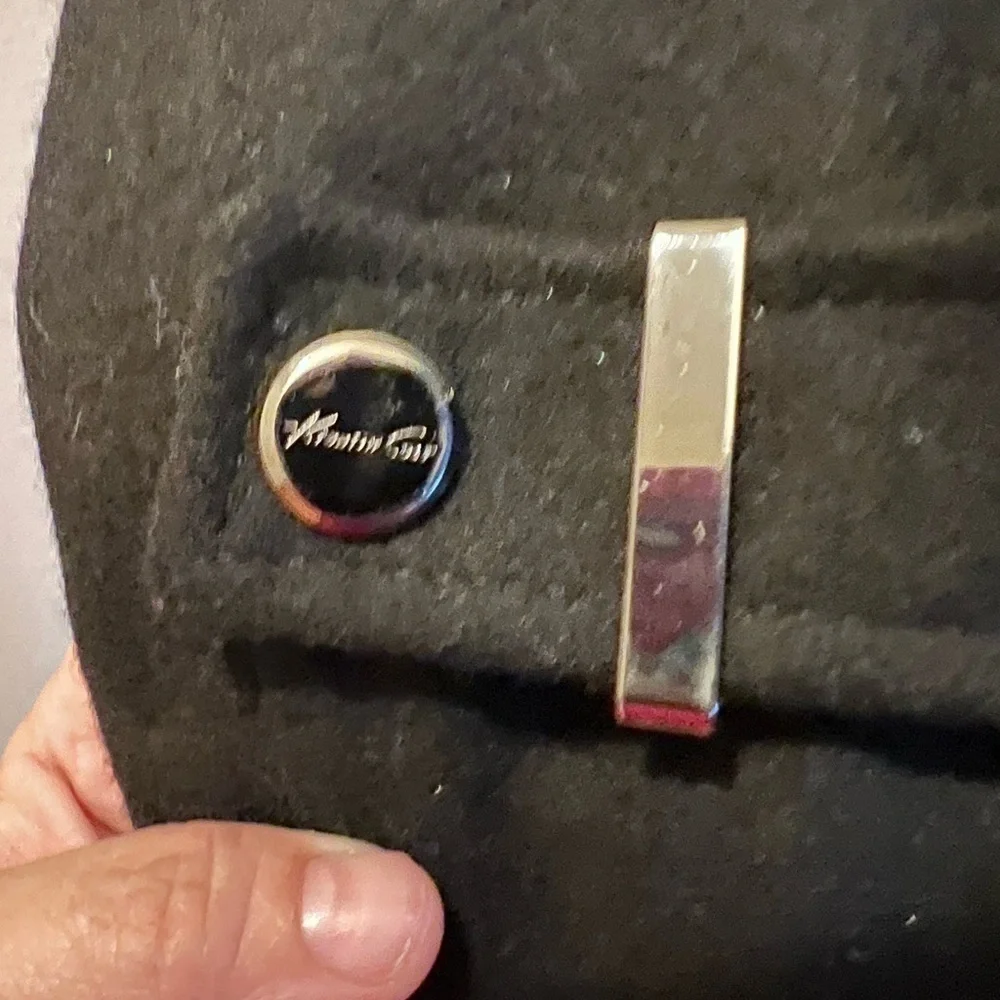 𝅺kenneth Cole Black Wool Blend Belted Trench - Picture 3 of 8